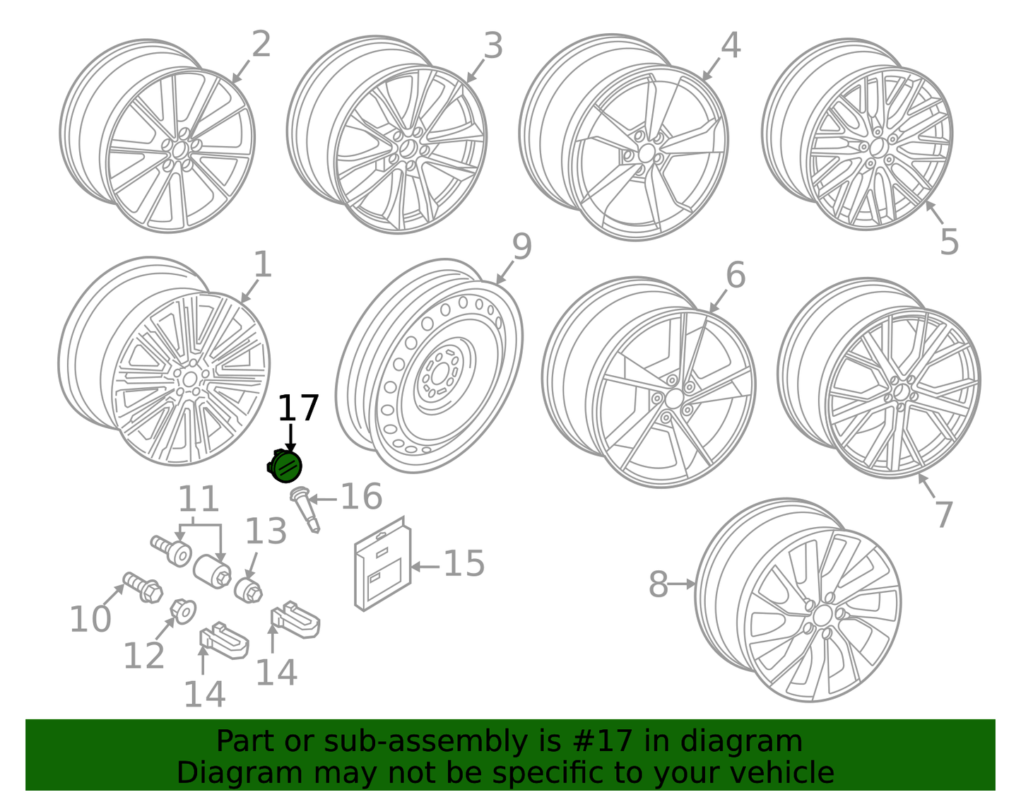 2017-2024 Audi - Center Cap - Audi (8W0-601-170)